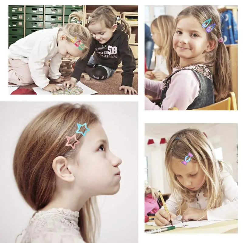 

60 60 PCS Cute Snap Hair Clips Non-Slip Metal Barrettes Animal Pattern Hair Pins Cartoon Design Hairpins for Baby Girls Kids
