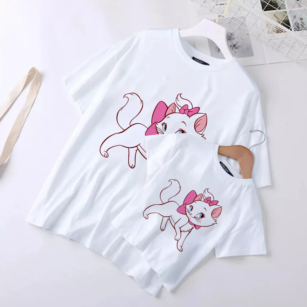 

Casual The Aristocats Print T-shirt Mother Daughter Disney Hip Hop Clothes Trendy Family Look Tshirt Pop Dropship T-shirt