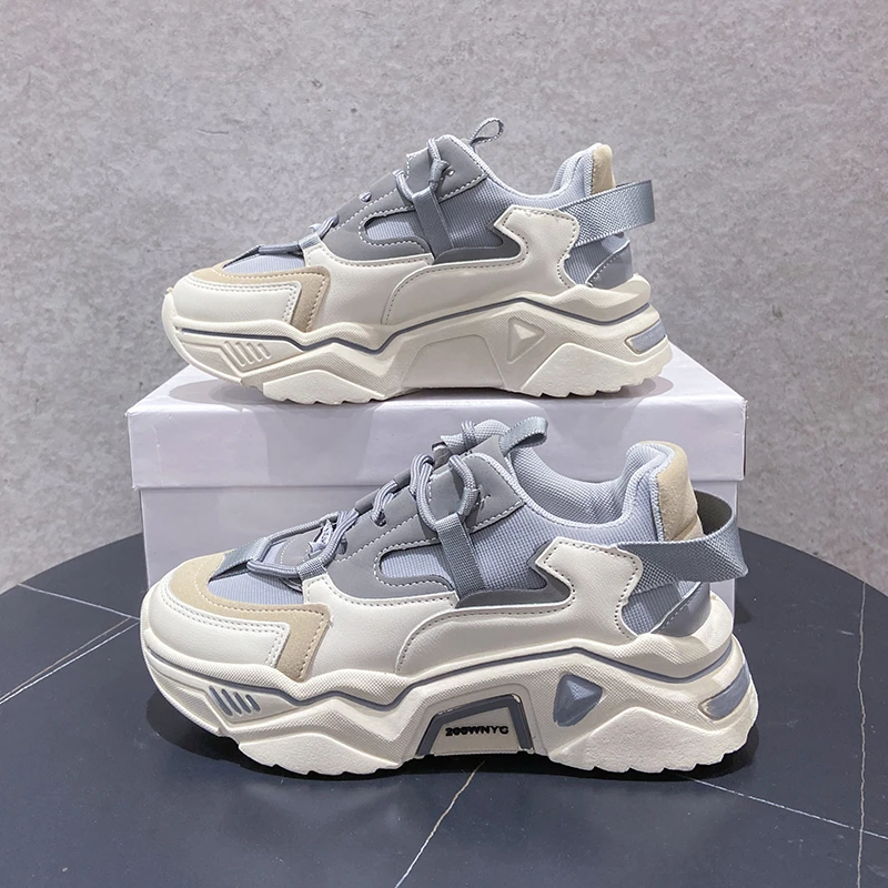 

2021 New Spring and Autumn Sports Mesh Breathable Shoes Fashion Designer Lace-up Running Walking Sneakers Mujer Zapatos 36-40