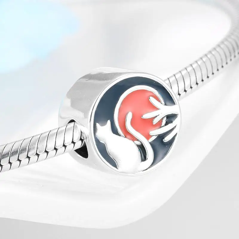 Новинка подвеска в виде Луны с розовым кубическим цирконием рыбьего котенка