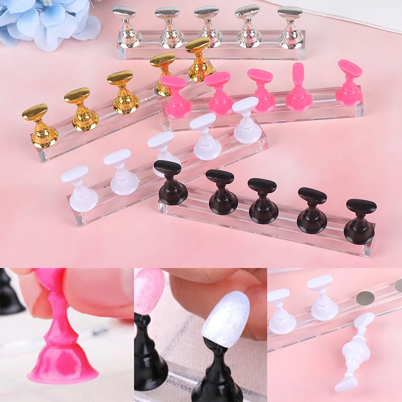 

5PCS/1 Set MagneticFalse Nail Tips Display Stand Holder Nail Practice Show Board False Nail Stand Manicure Nail Displayer