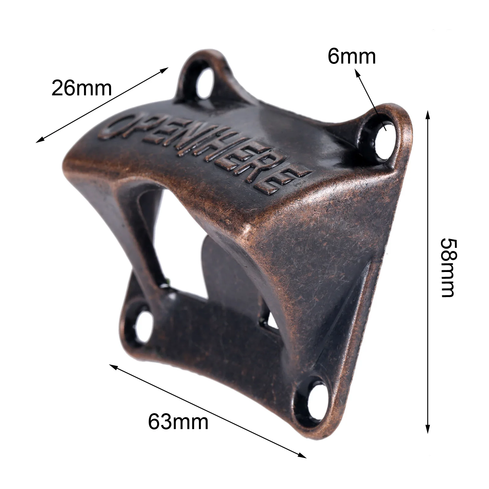 

Bottle Opener Square Fancy Antique Bronze/Red Copper Alloy Wall Mount w/screw Wine Beer Soda Cap Bar Kitchen Restaurant 63*58mm