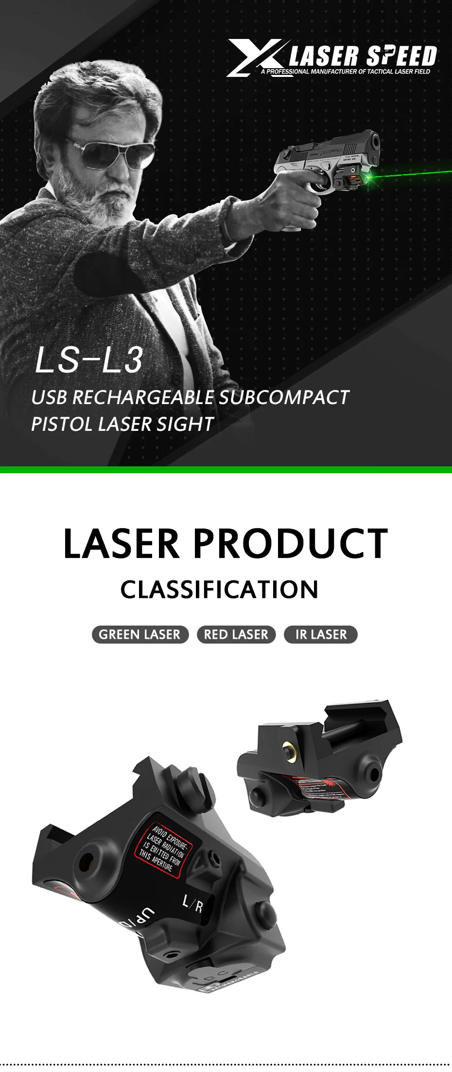 Laserspeed 532 510nm зеленый лазерный прицел 5 мВт перезаряжаемый 9 мм лазерный страйкбольный Воздушный пистолет для стрельбы glock g17 18c 19 21 26 g28