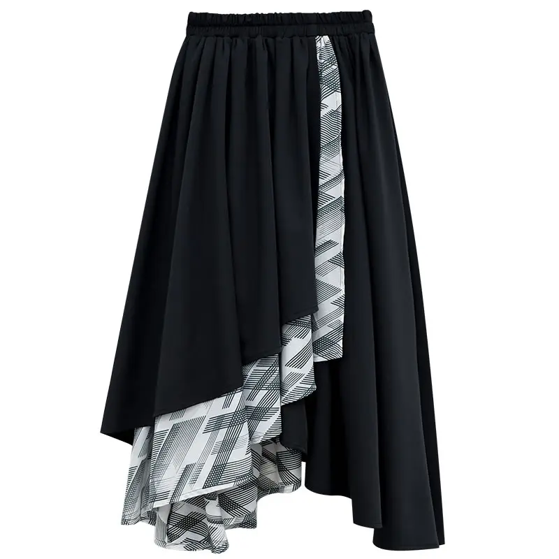 

XITAO Irregular Stitching Mesh Skirts Womens Trend Elastic Waist Chiffon Skirt Streetwear Spring Summer Women Clothes DMY4172