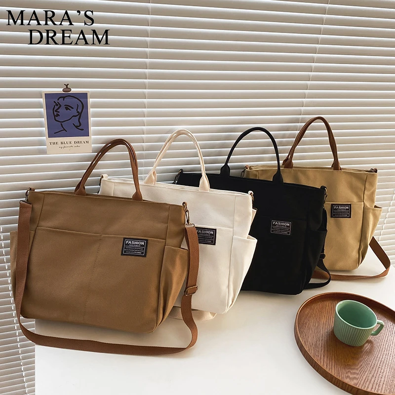 

Mara's Dream Women Canvas Shoulder Bag Retro Multi-layer pockets Handbags Casual Tote Canvas Crossbody Bag Shopping Bag For Lady