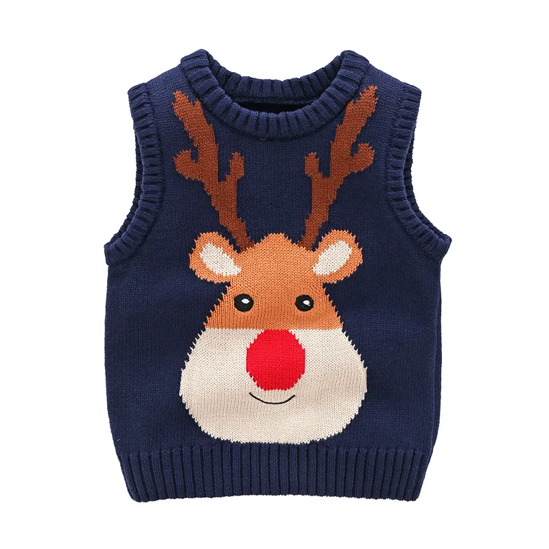 2019 новый осенний Детский Рождественский хлопковый свитер милый жилет с оленем