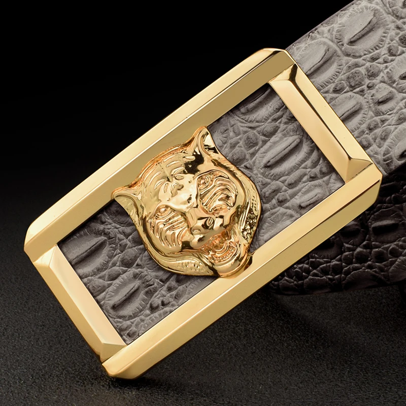 

High quality fashion leopard buckle designer belt men's belt luxury brand famous casual cehomture homme leather belt