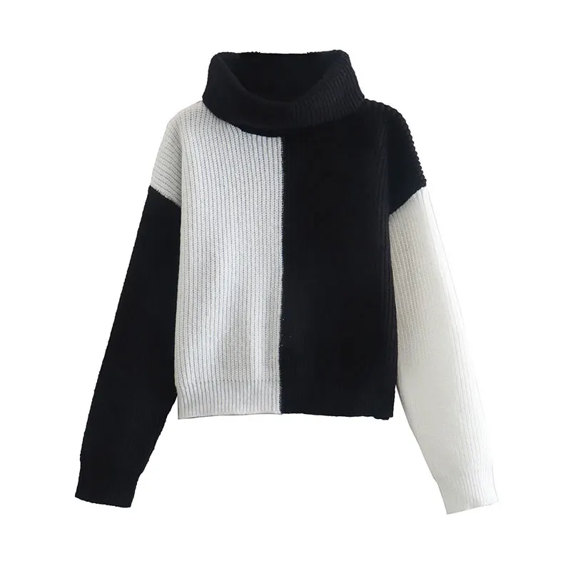 

Женская водолазка NlzGmsj ZBZA 2022, черный, белый винтажный дизайнерский вязаный свитер, женские модные топы с длинным рукавом, Зимний пуловер 202201