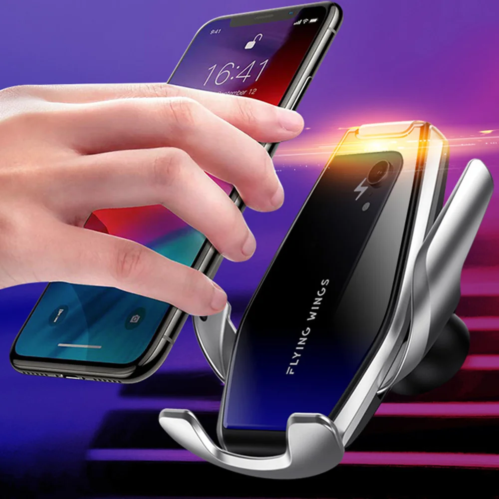 S7 Automatic Clamping Car Wireless Charger 15W Quick Charge for Iphone 11 Pro XR XS Huawei P30 Infrared Sensor Phone Holder | Мобильные