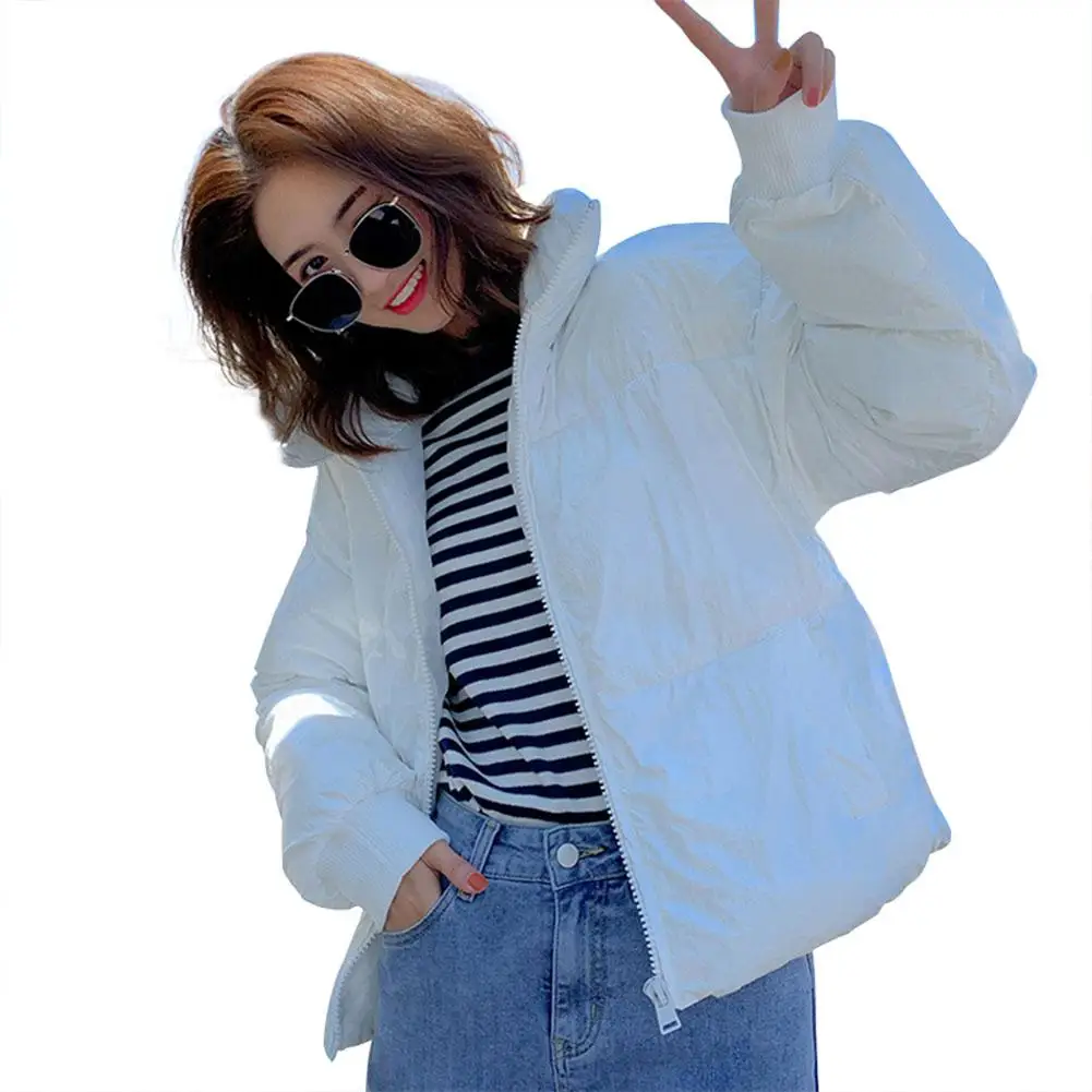 Новинка женские парки однотонное теплое короткое пальто с воротником стойкой