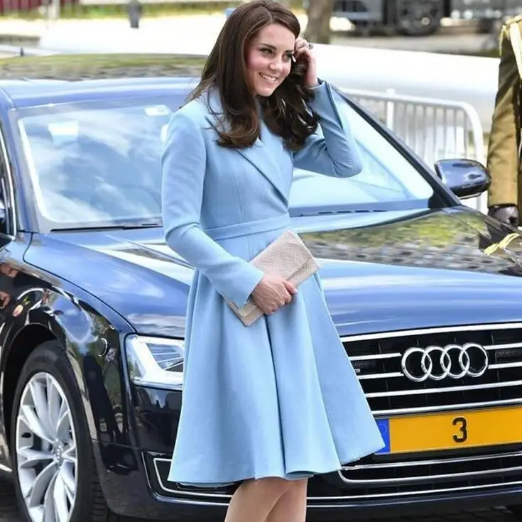 Модный элегантный Блейзер, платья для девушек, офисная одежда, Kate Middleton, принцесса, синее платье, костюм, пиджак, тонкий, Осень-зима, Женский