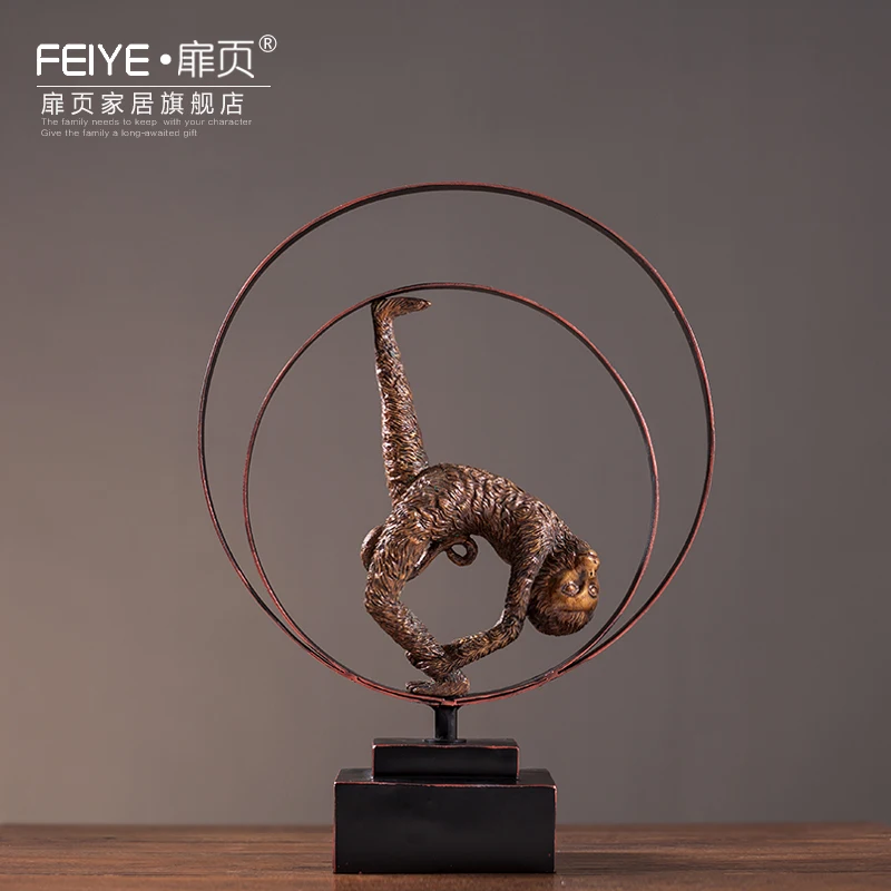 

Chinese zodiac monkey furnishing articles indoor home sitting room TV ark wine adornment resin decoration