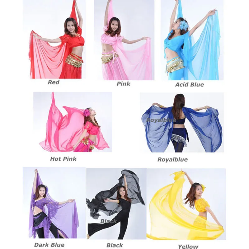 

2019 Hot Popular Belly Dance Chiffon Big Veil Shawl Scarf Gold Trim For Women On Sale 240*120 CM