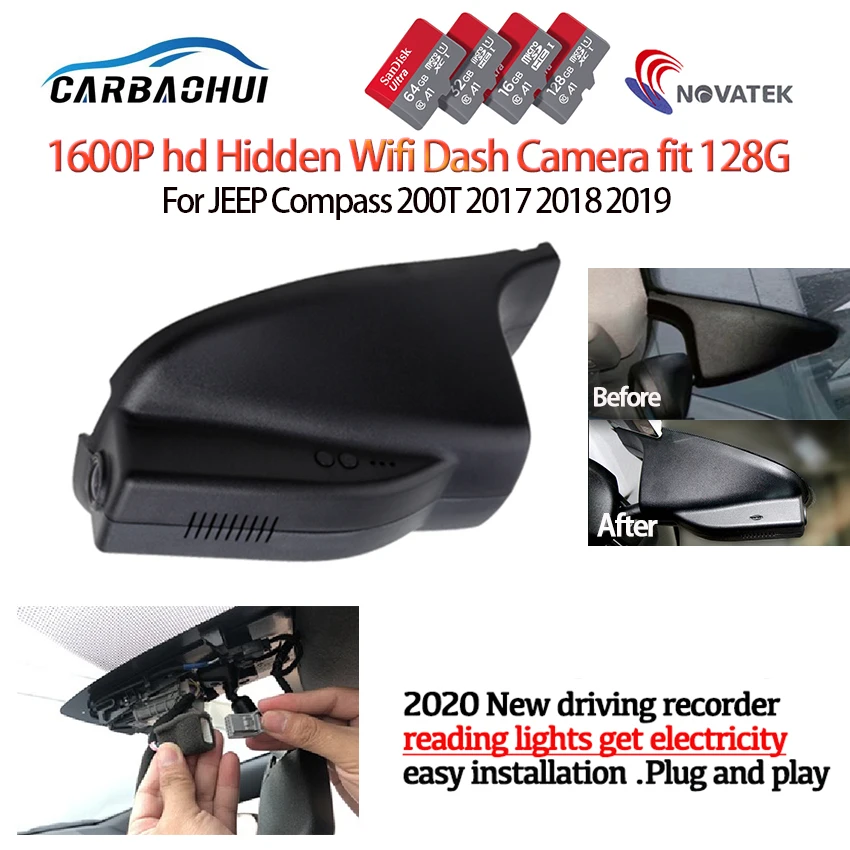 Новинка! Plug and play Автомобильный видеорегистратор камера для JEEP Compass 200T 2017 2018 2019