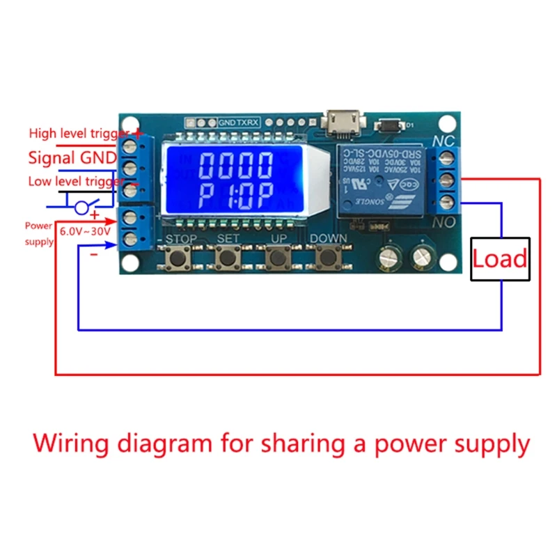 

DC 6-30V Support Micro USB 5V LCD Display Automation Cycle Delay Timer Relay