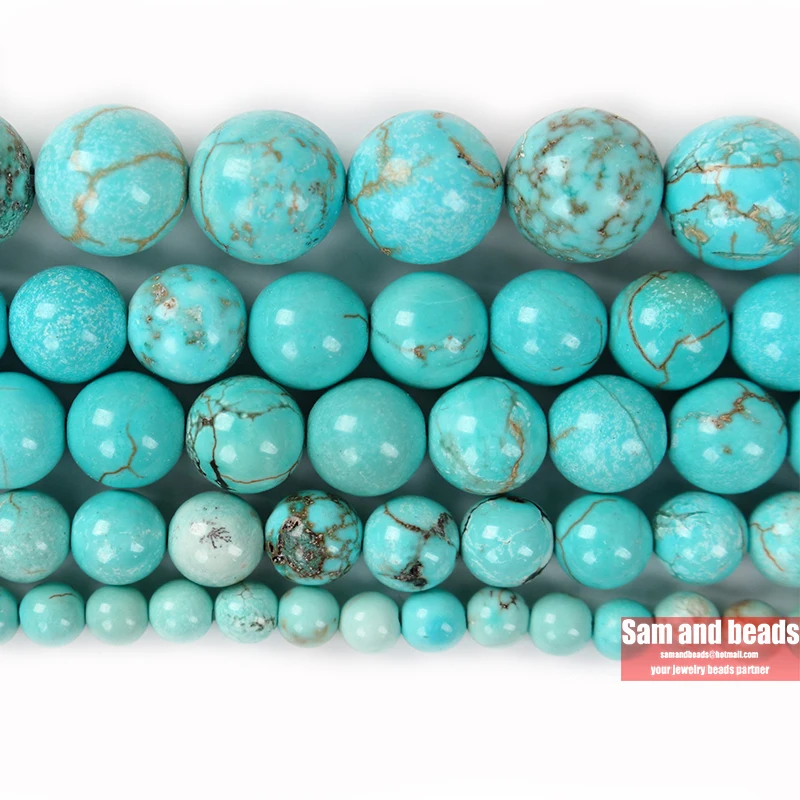 Wholesale Natural Mongolia Turquoises Round Loose Beads 15" Strand 4 6 8 10 12MM Pick Size For Jewelry Making MTB21