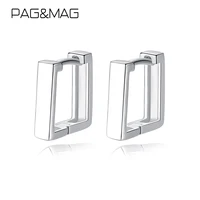 pagmag real 925 sterling silver simple square hoop earrings for women silver wedding engagement fashion jewelry gifts se0079