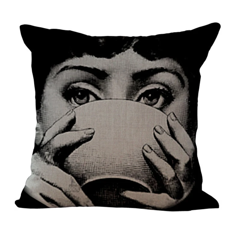 Забавный Чехол на подушку с красивым рисунком лица хлопковый льняной для