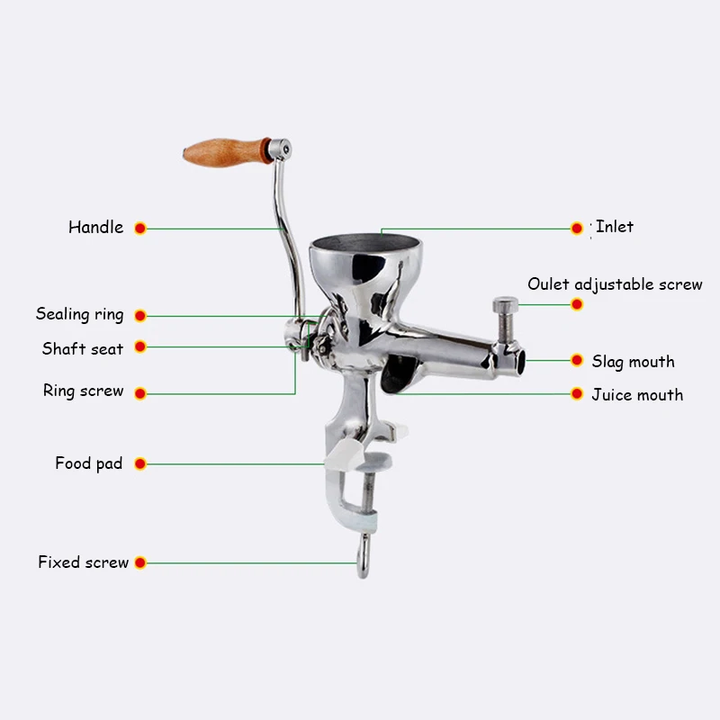 Ручная нержавеющая сталь пшеничная соковыжималка ручной шнек медленная
