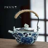 pinny 210ml blue and white porcelain teapot retro ceramic drinkware chinese kung fu tea pot pigmented tea service