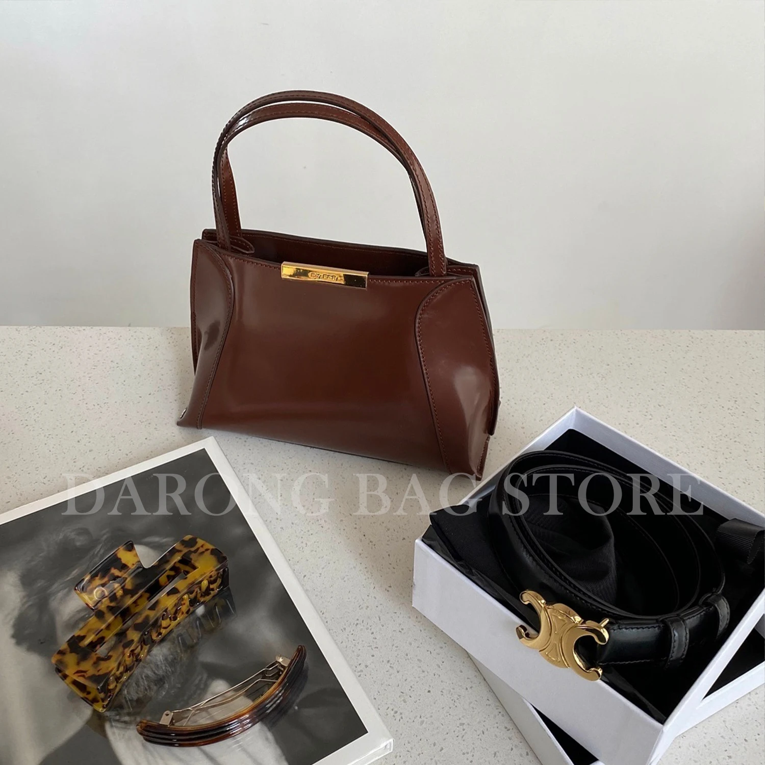 

Новый нишевой дизайн, Ретро Модный кожаный портфель Joker с глянцевой отделкой, кожаный портативный портфель