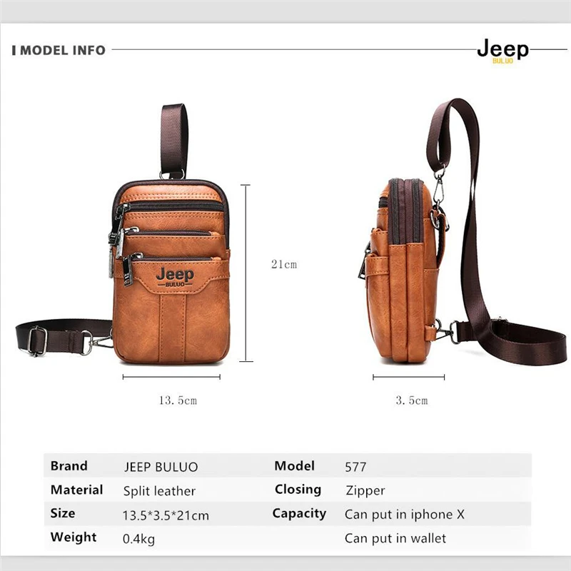 Многофункциональная маленькая нагрудная сумка JEEP BULUO для мужчин модные