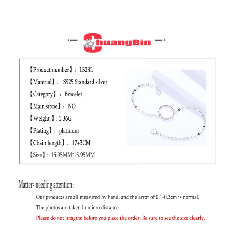 

Authentic S925 Sterling Silver Jewelry Female Korean Niche Design Geometric Round Sterling Silver Bracelet Birthday Gift