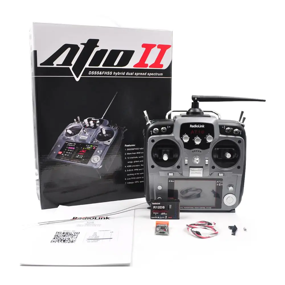 Radiolink AT10II 12CH RC Transmitter R12DS 2.4GHz DSSS&ampFHSS Spread Radio Remote Controller for Drone Left Hand Throttle | Игрушки и