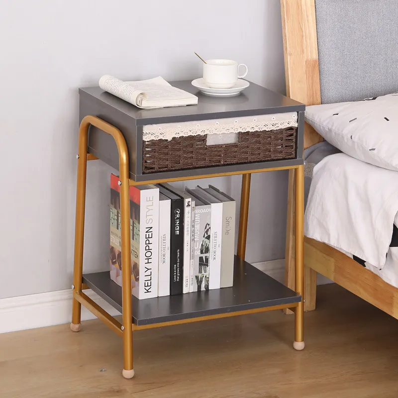 

Use wood-based panel Nordic ins bedroom simple bedside table stable, firm and simple modern creative small apartment bed