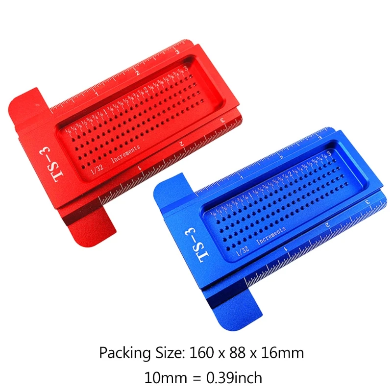 

Portable TS-3 Woodworking Scribe Inch Hole Scribing Ruler Aluminum Alloy T-Type Gauge Measuring Tool