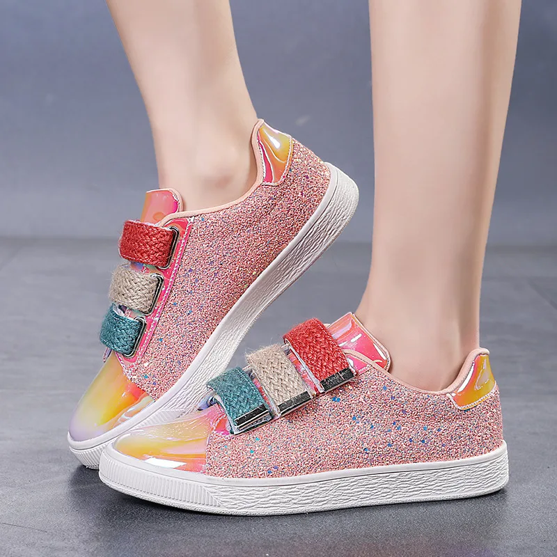 

Spring Summer Fashion Mirror Shoes Women Low Cut Breathable Women's Casual Shoes Outdoor Flat Shiny Shoes Sneakers Zapatos Mujer