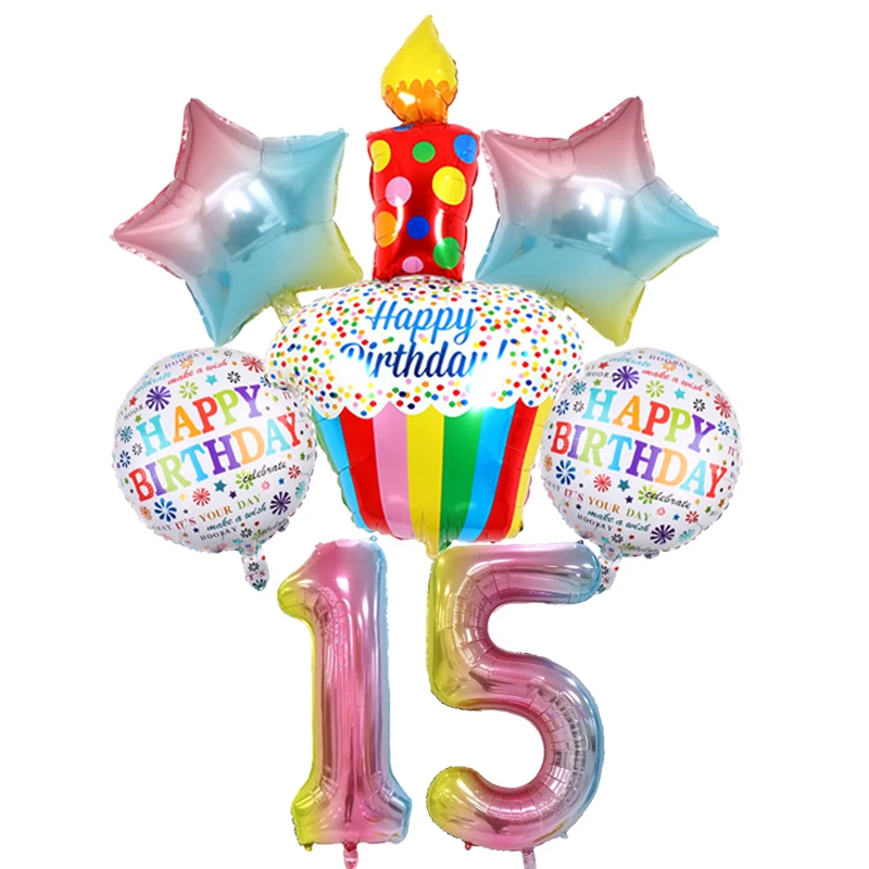 32 дюймовые шары с градиентным номером 127 см набор шаров для торта в форме свечи