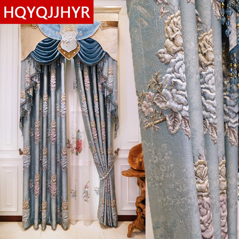 

European-style luxury high-quality villa full shading 4D jacquard thickened curtains for living room bedroom apartment hotel