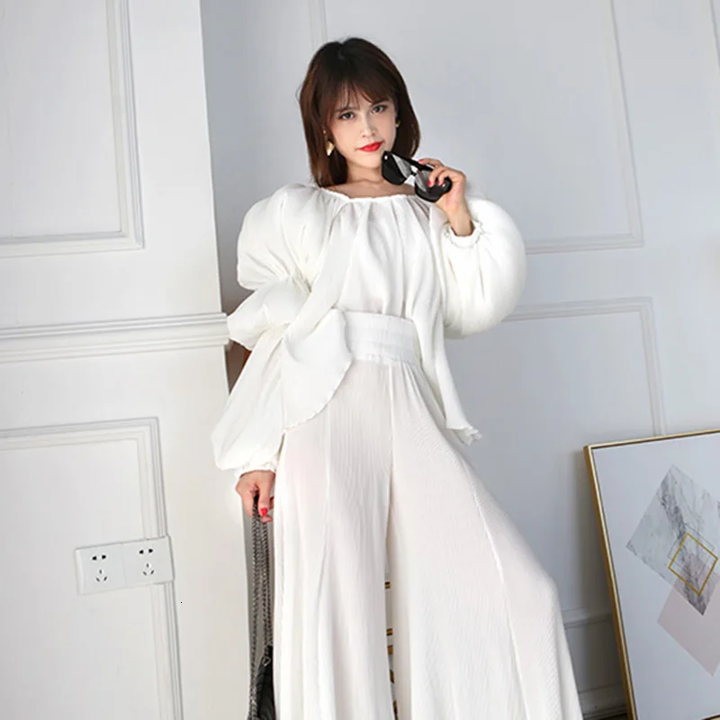 TWOTWINSTYLE элегантные белые женские рубашки квадратный воротник фонарь с длинным рукавом Женская блузка осень негабаритных Мода Новинка