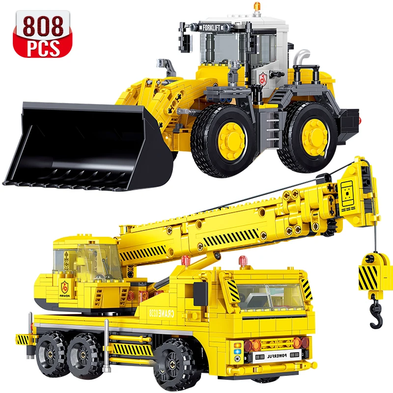 

Technical Ideas Engineering Car Series Building Block Dump Truck Excavator Crane Road Roller Bricks Toys Birthday Gift For Boy