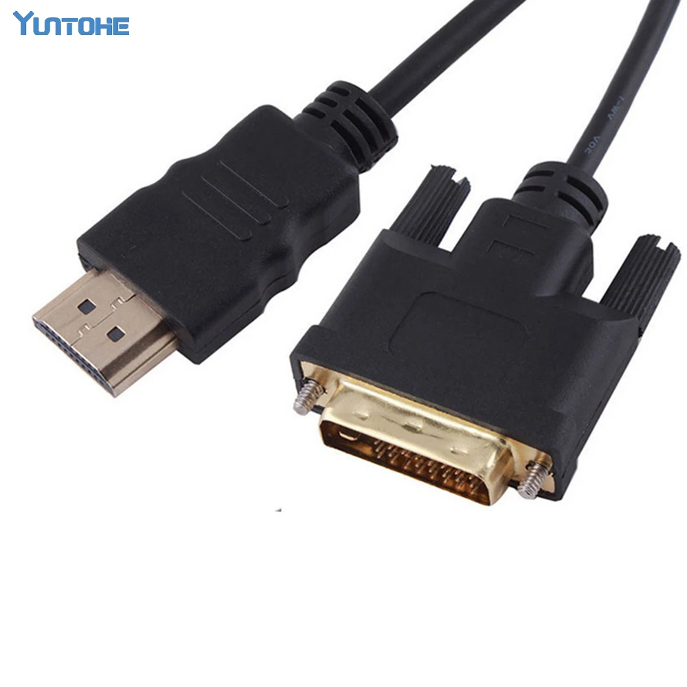 100 шт. 3FT 1M 2M HDMI совместим с DVI D 24 + 1 Pin адаптер позолоченный кабель Папа папа для 1080P