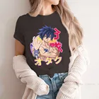 Серая футболка Fullbuster для девочек с рисунком Феи хвоста аниме Люси Счастливые Топы Стильная женская футболка 4XL Homme с принтом оверсайз