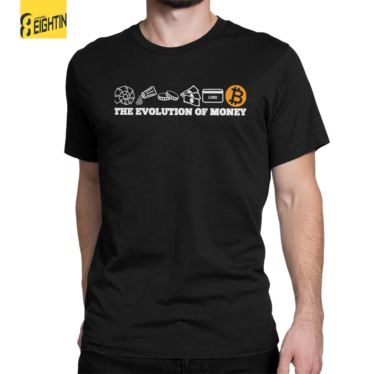 

The Evolution Of Money Bitcoin T-Shirt for Men Btc Crypto Cryptocurrency Amazing Cotton Tees Round Collar Short Sleeve T Shirt