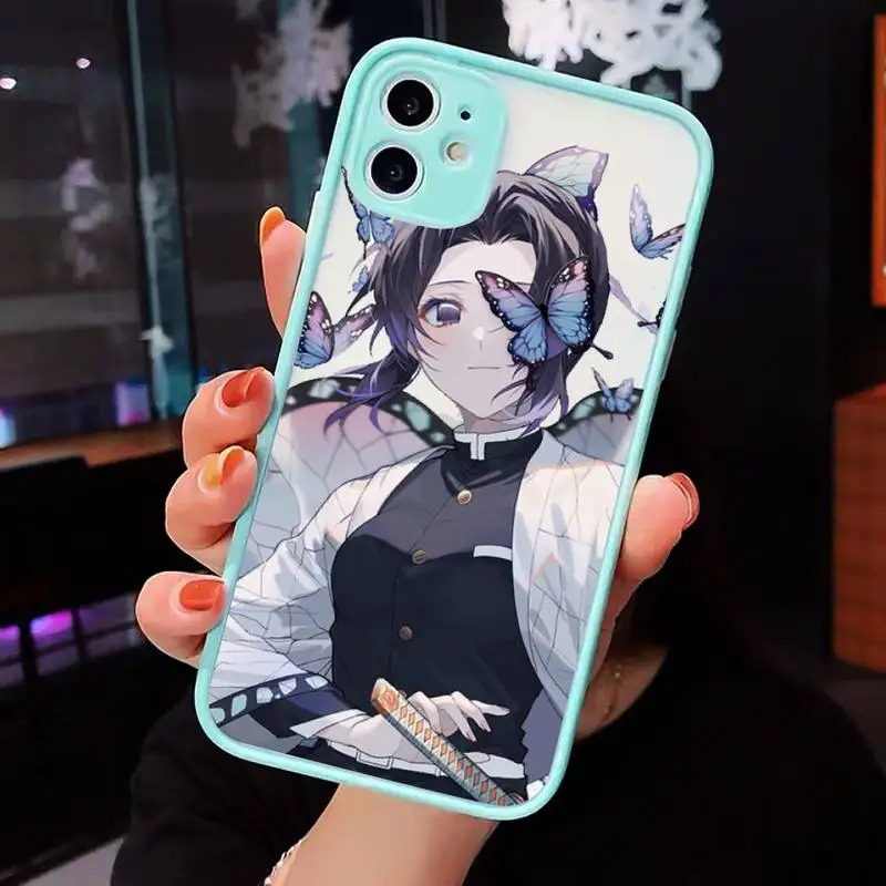 

Kochou Shinobu Demon Slayer anime Phone Case Clear Funda matte transparent For blue iPhone 7 8 x xs xr 11 12 pro plus max mini