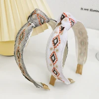 new products summer 2021 headband french retro style embroidery printing hair band for women