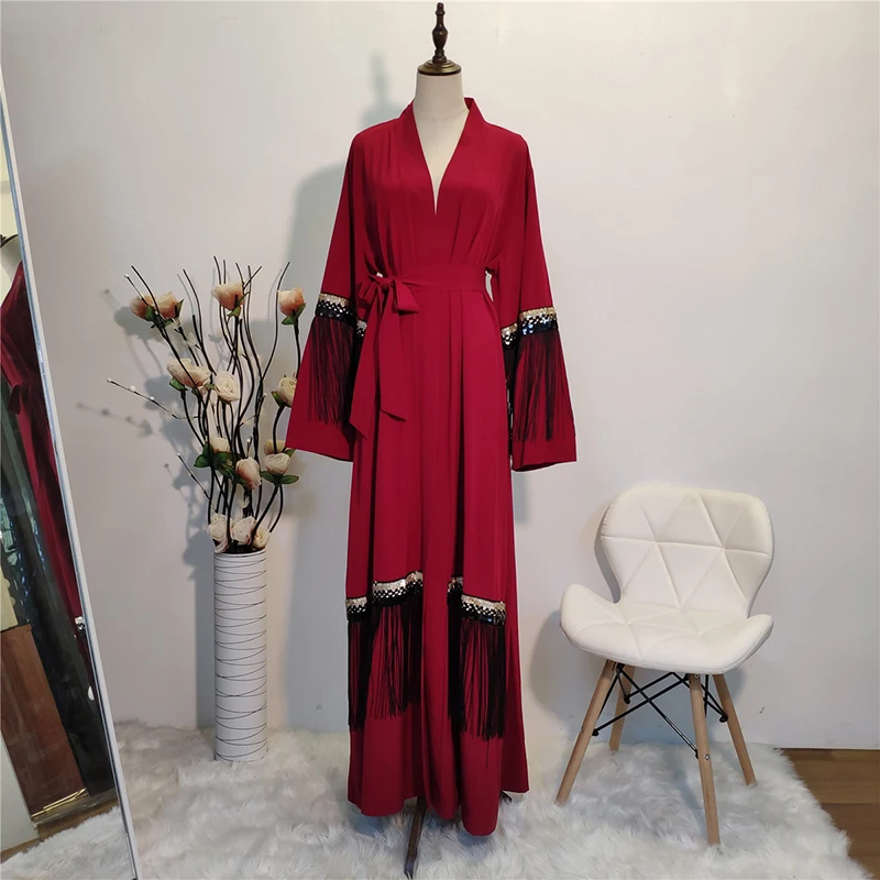 

Plus Size Long Kimono Mujer Abaya Muslim Women Sequin Cardigan Blouse Roupas Feminina Clothing