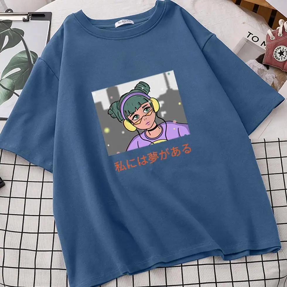 

Japanese Anime Style Print T-shirt Women Cartoon Harajuku Girl Tops Tshirt Harajuku Aesthetic O Neck T Shirt Short Sleeve Tee
