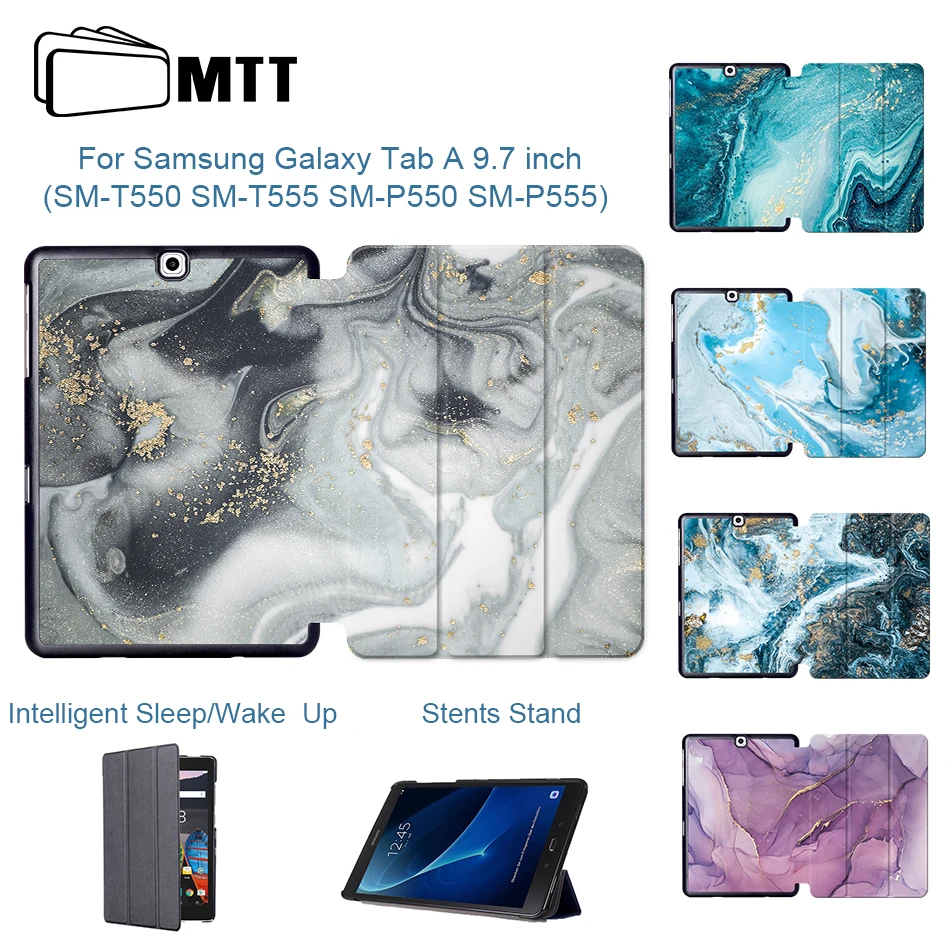 MTT чехол из искусственной кожи для samsung Galaxy Tab A, 9,7 дюймов, SM-T550, SM-T555, чехол-подставка, мраморный чехол для планшета, Funda, SM-P550, SM-P555