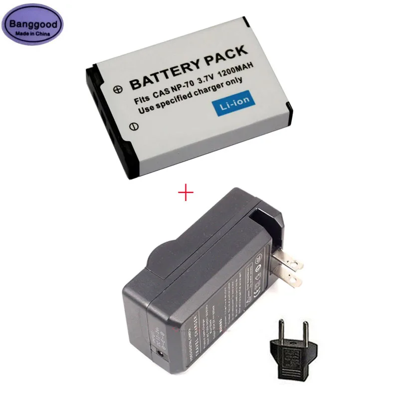 

3.7V 1200mAh CNP-70 NP-70 CNP70 NP70 Camera Battery + AC Charger for CASIO Exilim EX-Z150 EX-Z250 EXZ150 Z250 EXZ150BK EXZ150GN