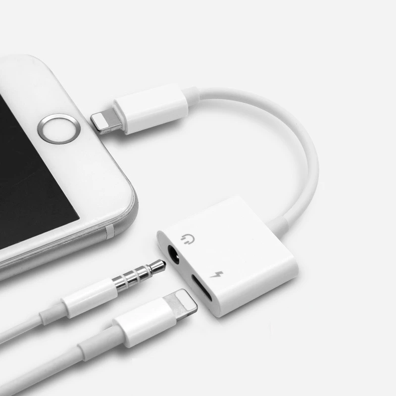 2 в 1 аудио адаптер с подсветкой 3 5 мм разъем для наушников iPhone X XS 11 12 Pro Max XR 7 8 Plus
