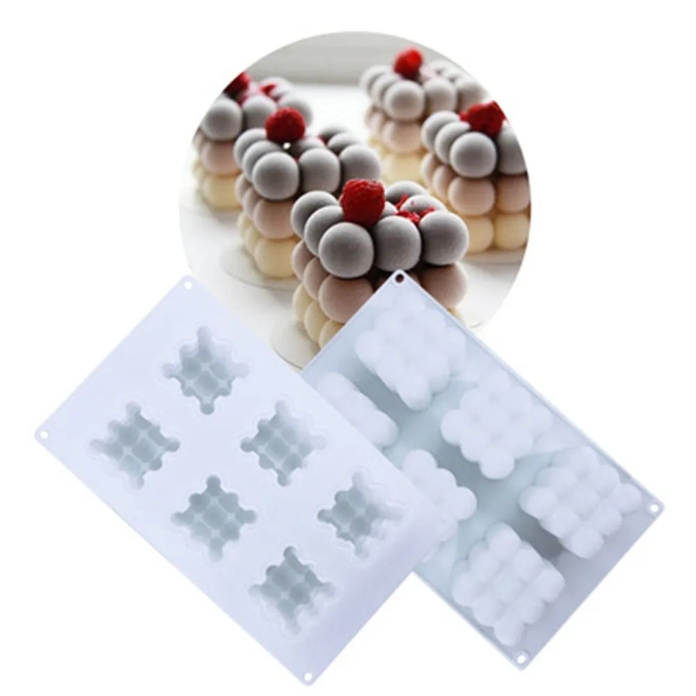 

6-Cavity Rubik Cube Mousse Cake Silicone Mold 3D Baking Mold Dessert Cake For Mousse Cake Pastry Jelly Brownie Cheesecake Mould