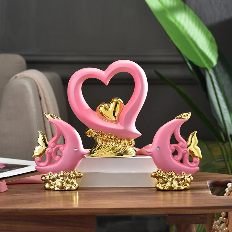 

Modern Kissing Fish Love Shape Ceramic Sculptures Home Livingroom Figurines Accessories Crafts Coffee Table Ornaments Decoration