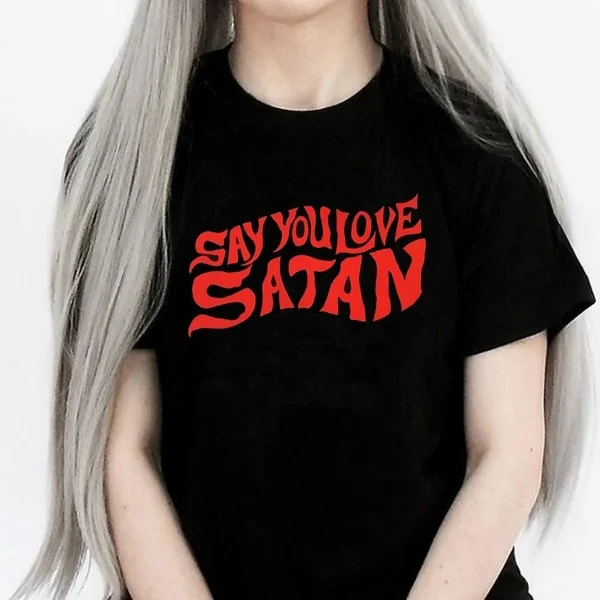 Готическая футболка с надписью You Love сатана 100% хлопок забавная женская tumblr гранж