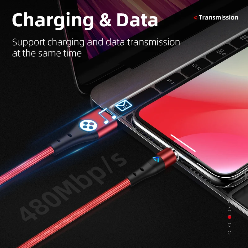 SUNPHG 3 в 1 Магнитный кабель Type C для iPhone Lightning 3A быстрой зарядки Micro USB Для Huawei Samsung