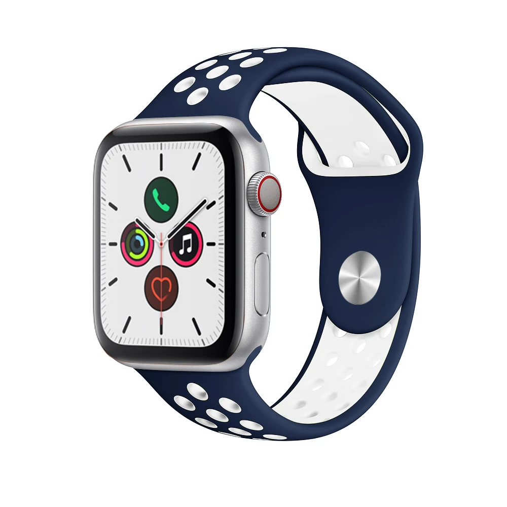 Силиконовый ремешок для apple watch 5 4 band correa apple watch 44 мм 40 мм 42 мм 38 мм iwatch 5 4 3 2 1 спортивный браслет на запястье - Цвет ремешка: blue white